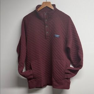 L.L. Bean Quilted 4-Button Snap Placket Sweatshirt Size Medium Color Burgundy